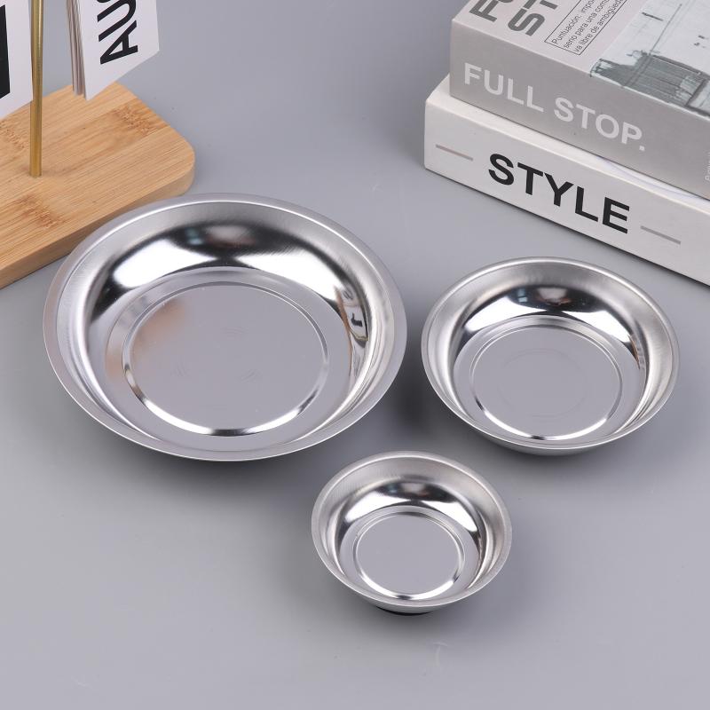 Magnetic Parts Tray - Cuenco de piezas magnéticas circulares plateadas,