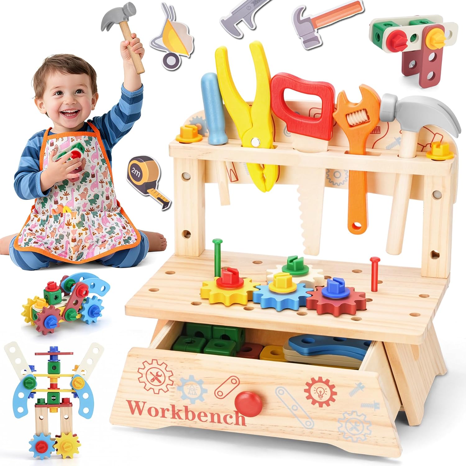 Workshop Tools Toy - Banco de herramientas de madera para