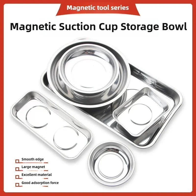 Magnetic Parts Tray - Recipiente Magnético Redondo/Cuadrado, Duradero, con Bandeja