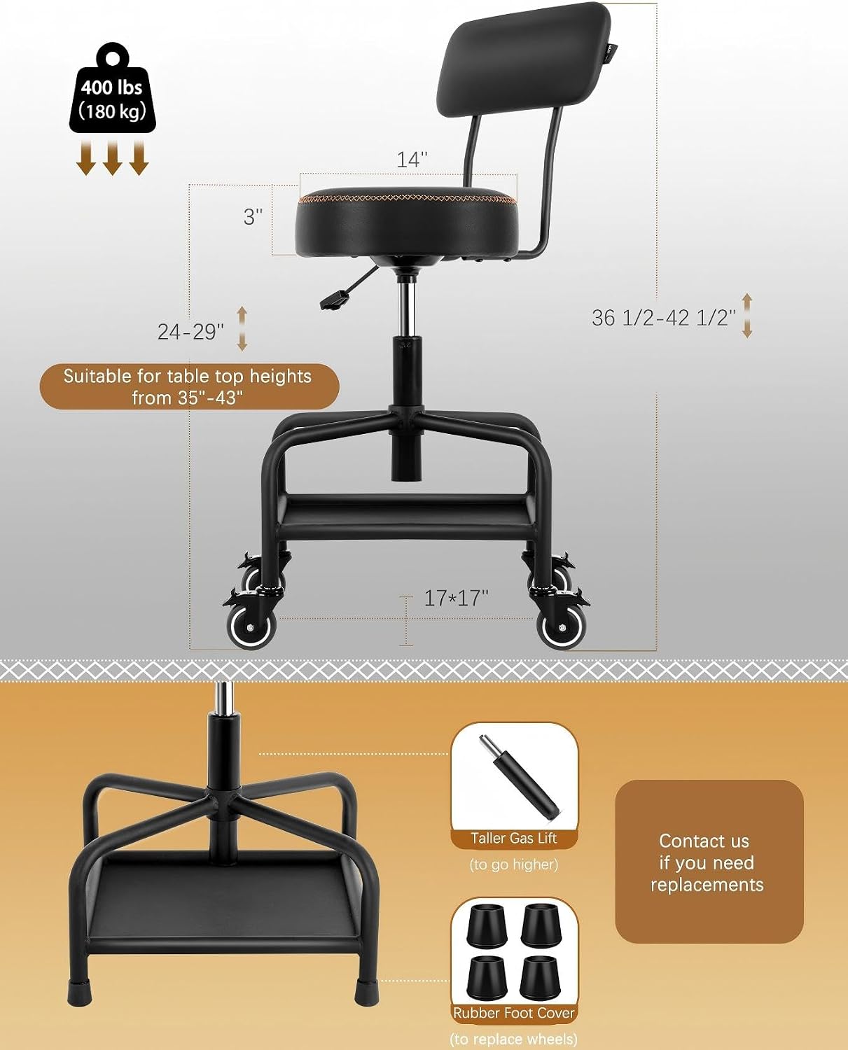Taburete Rodante para Taller c - Mechanical Tools In Workshop reseña y precio